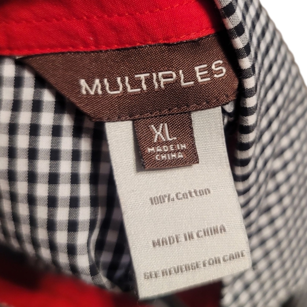 Multiples Black and White Gingham Button Down Shirt - Picture 3 of 6